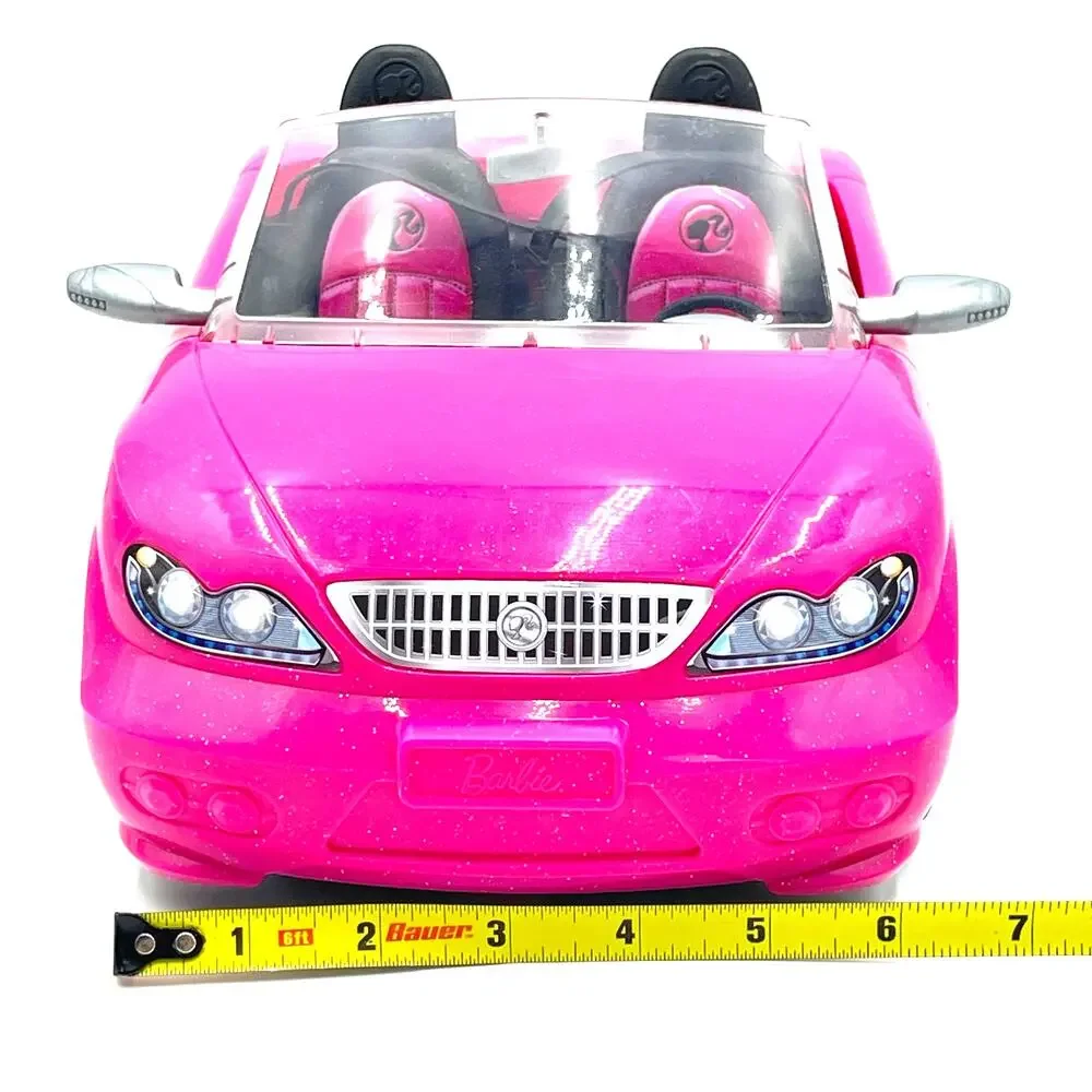 Barbie Mattel Pink White Convertible Sports Car Seatbelts 2 Seat Glam 2013 BDF38